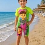 مايوه أولادي قطعة واحدة Young King أخضر وموف