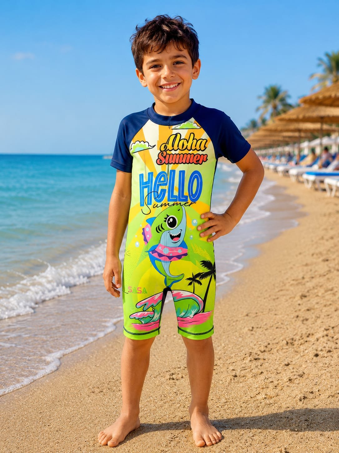 WhatsApp Image 2026-08-30 at 3.52.03 PM (2) مايوه أولادي قطعة واحدة شورت Aloha Summer - الصورة 1