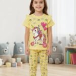 بيجامة بناتي صيفي قطن Unicorn & Hearts