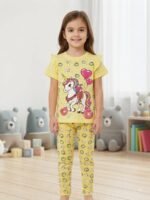 بيجامة بناتي صيفي قطن Unicorn & Hearts